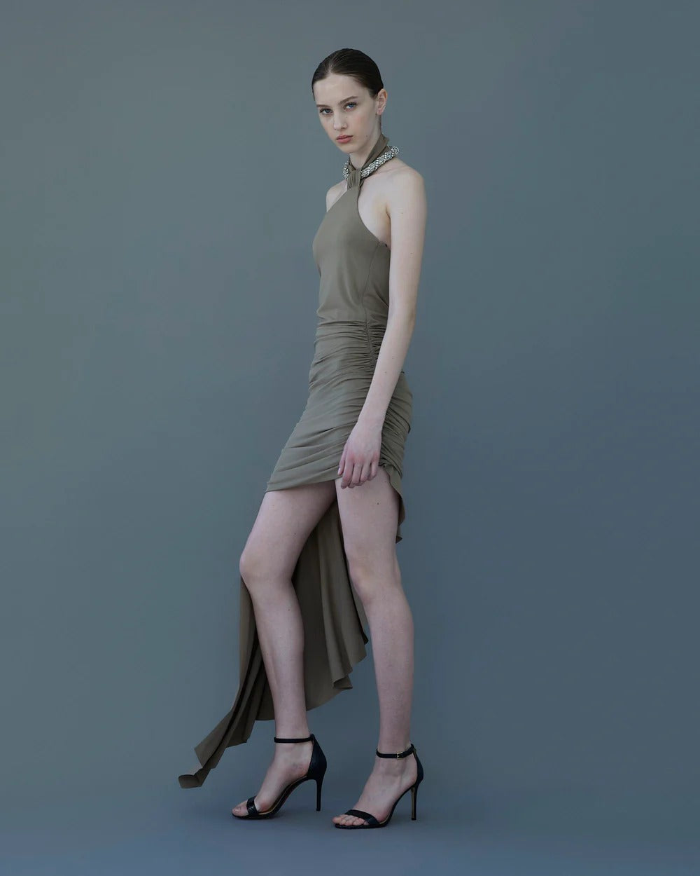 DRESS IN FLUID JERSEY W/TORCHON
