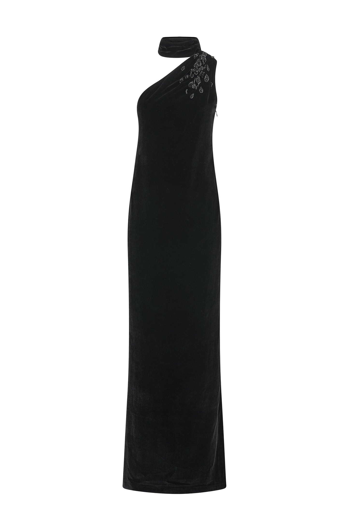 L.DRESS IN VELVET W/PETALS