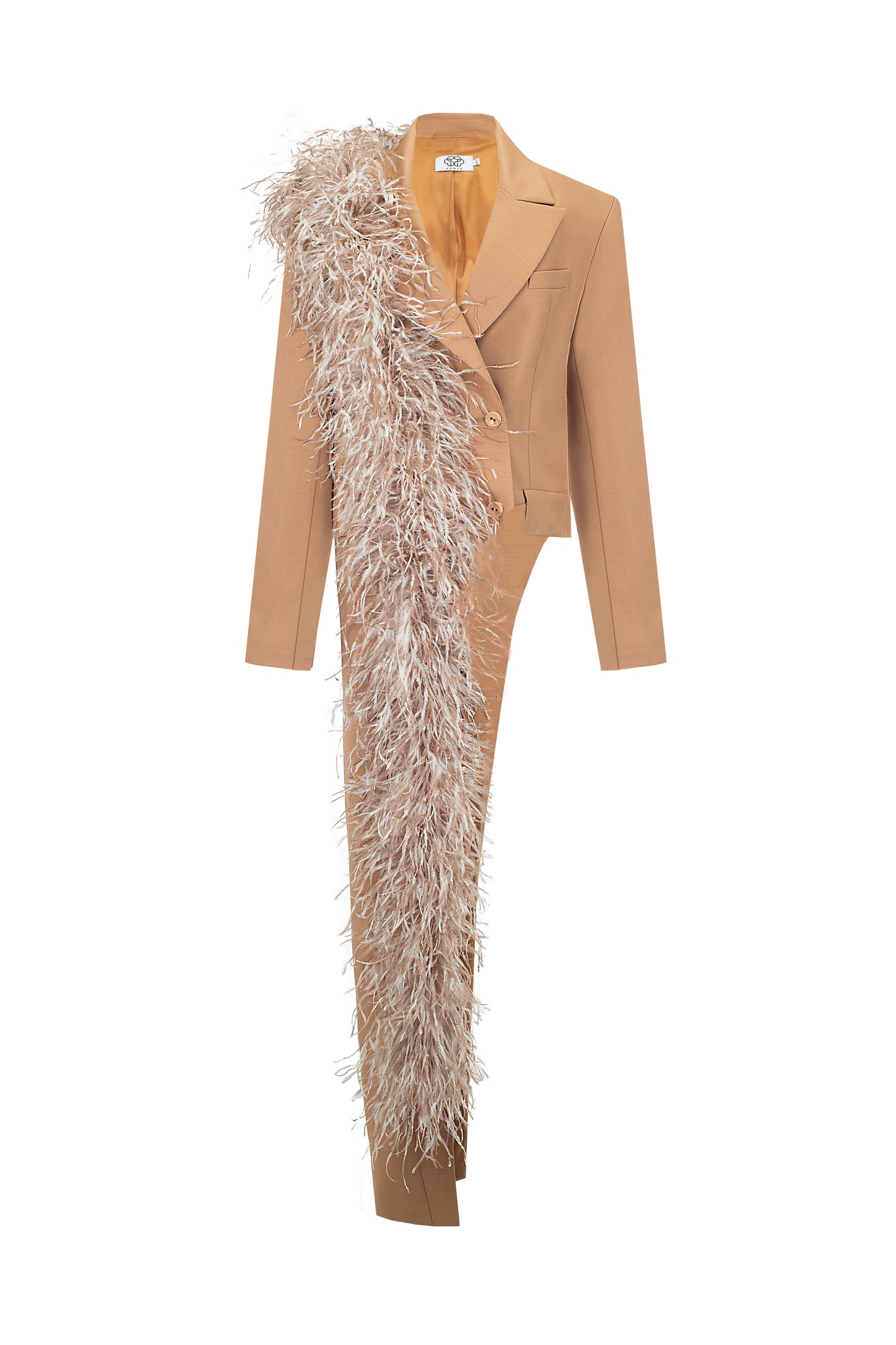 FEATHER JACKET & TROUSER SET