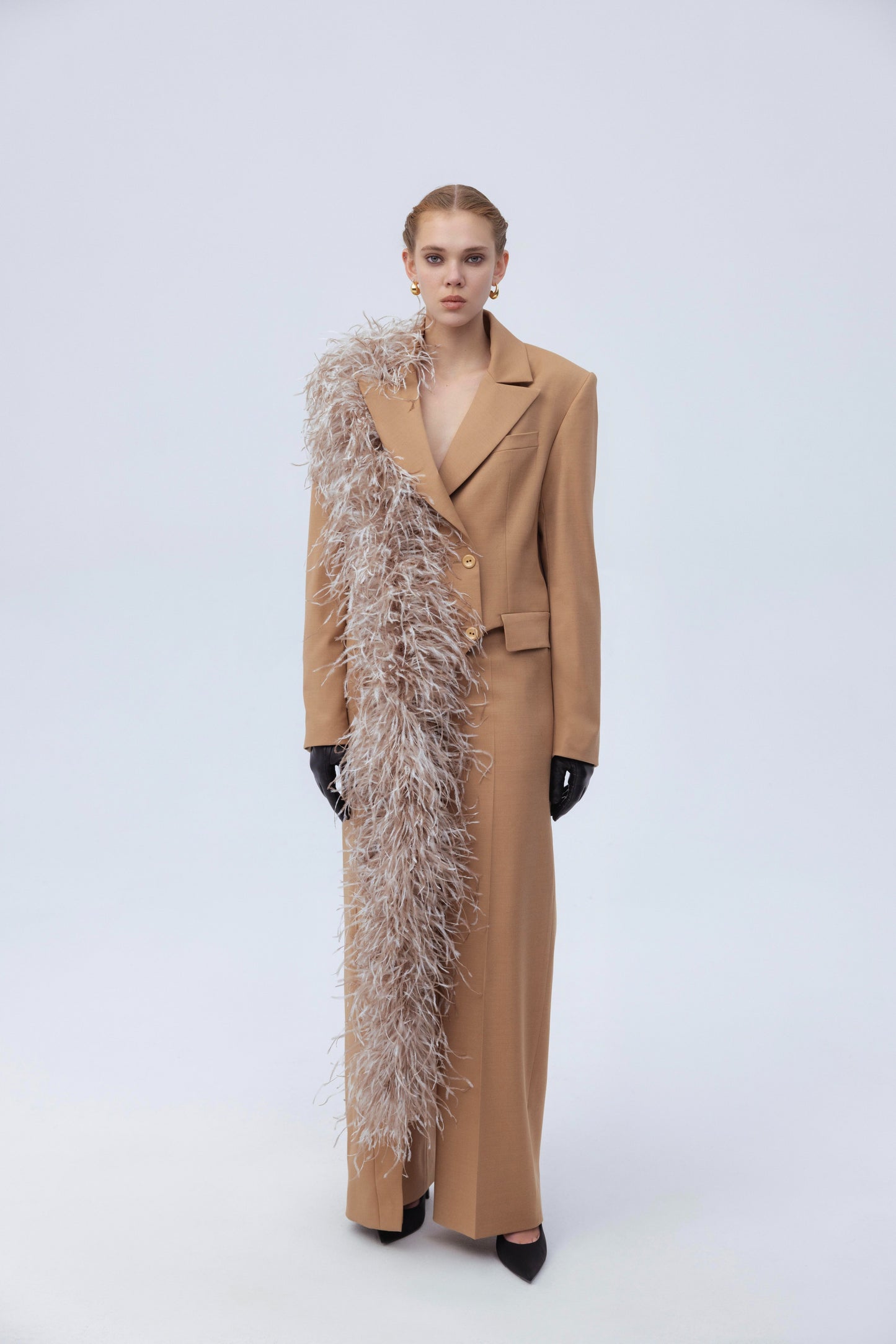 FEATHER JACKET & TROUSER SET