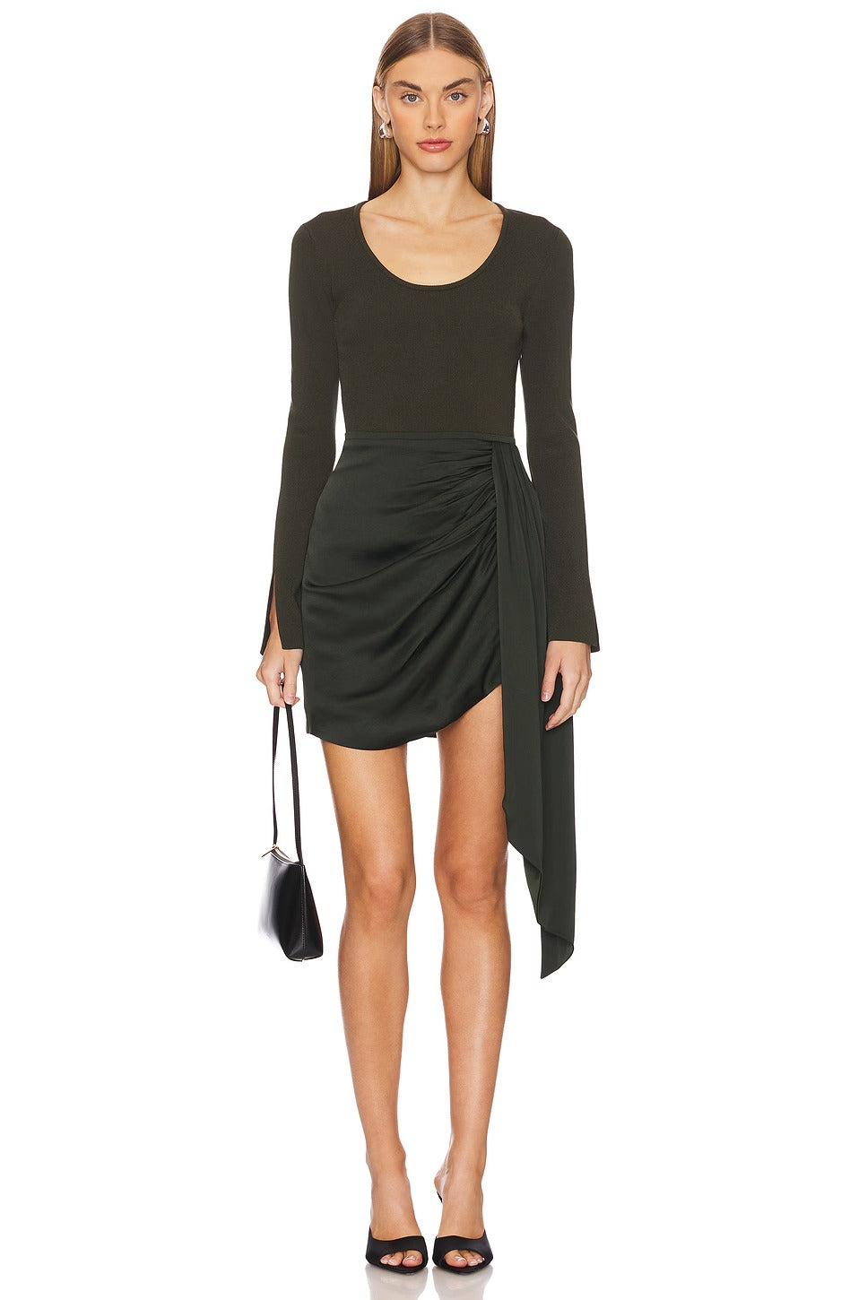 SPRINGER L/S WRAPPED DRESS-Moss (M)