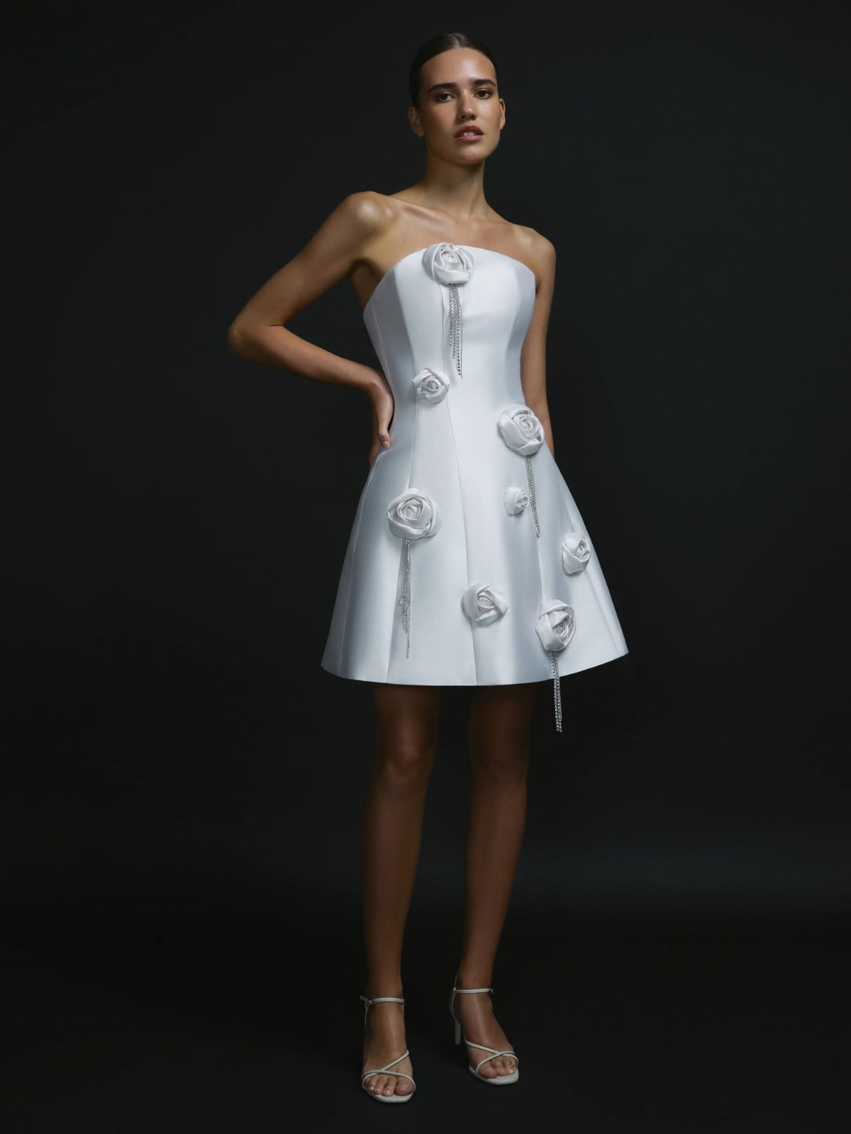 APPLIQUÉD STRAPLESS MINI DRESS