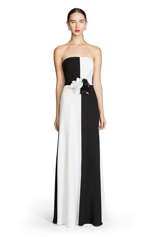 10113455-CASSIA CREPE COLOR BLOCK GOWN