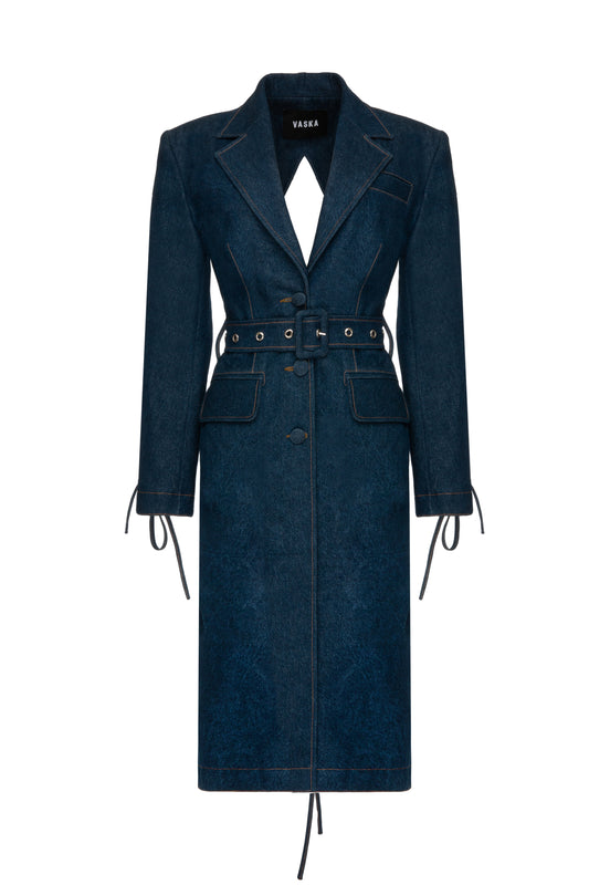 cut out denim coat