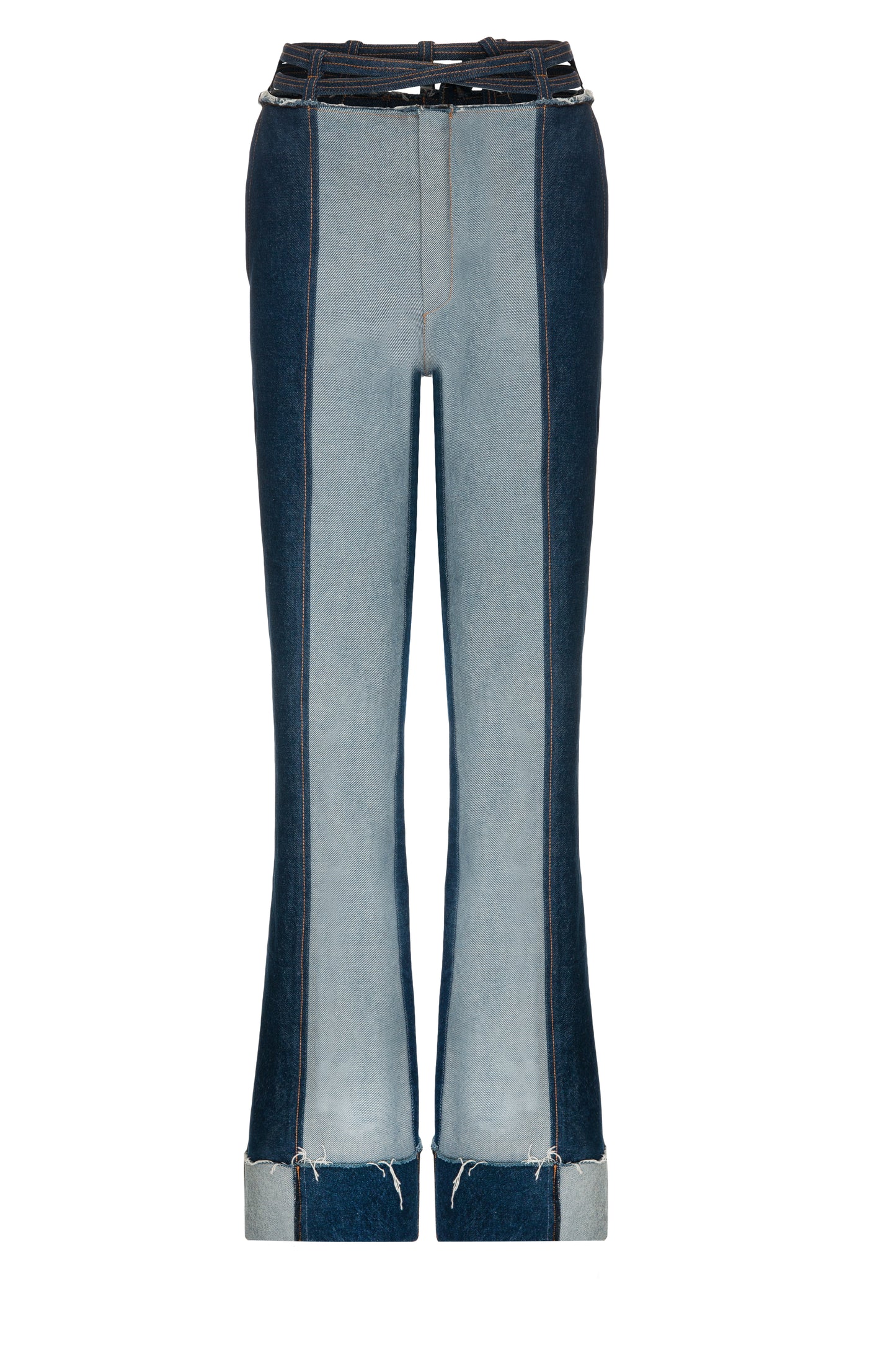 cut out denim trousers