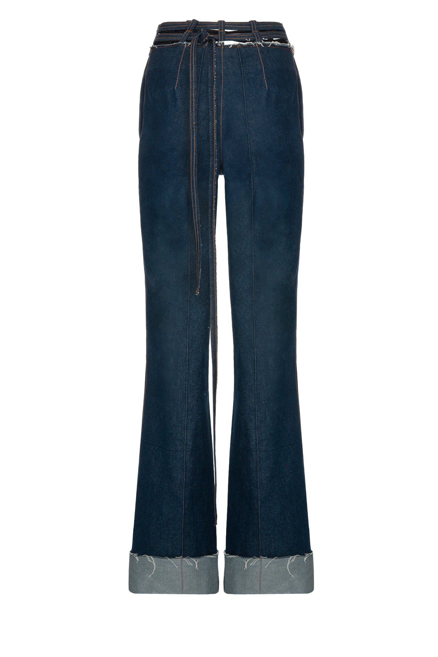 cut out denim trousers