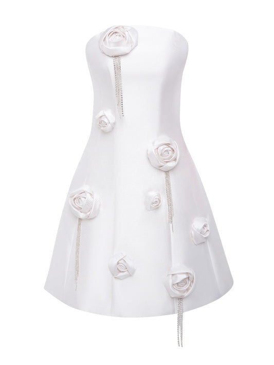 APPLIQUÉD STRAPLESS MINI DRESS