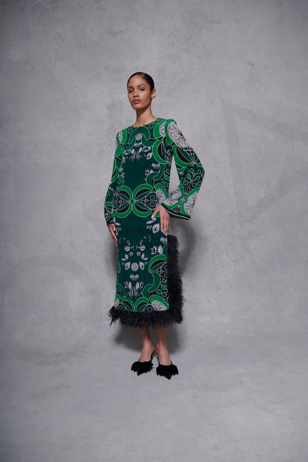 SERAPHINA DRESS WITH FEATHER