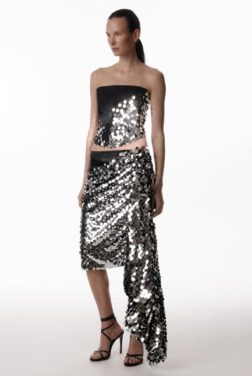 CORSET WITH SEQUINS & SKIRT SET