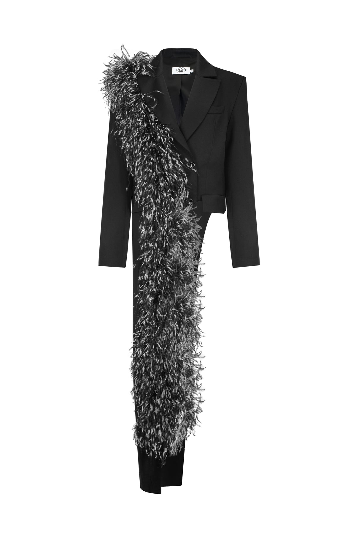 FEATHER JACKET & TROUSER SET