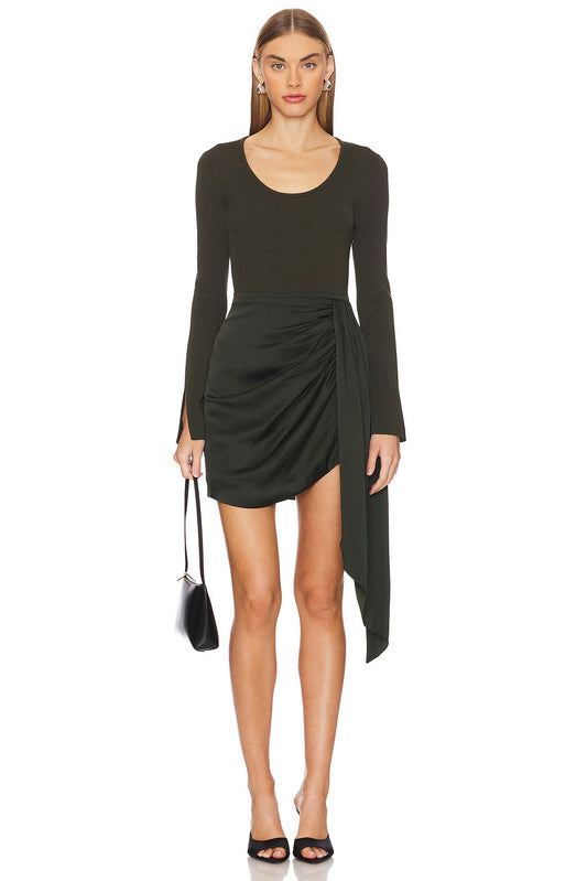 SPRINGER L/S WRAPPED DRESS-Moss (M)