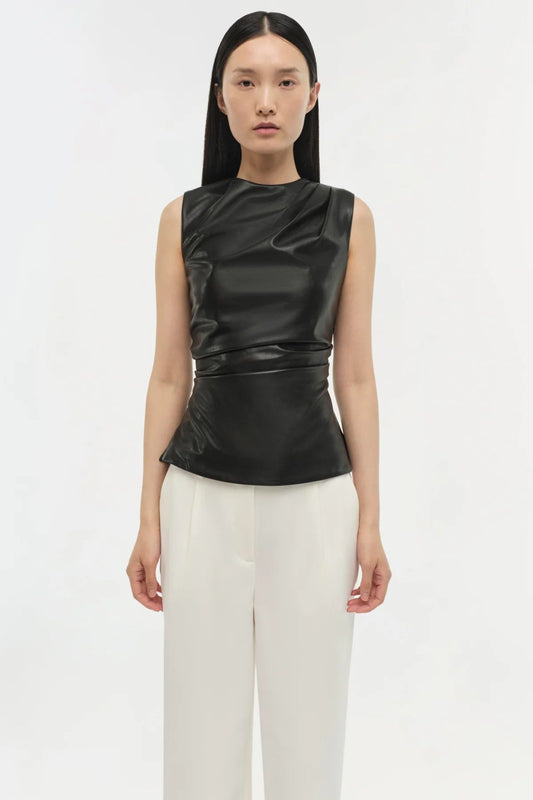 WYNTER S/L DRAPED TOP-Black (4)