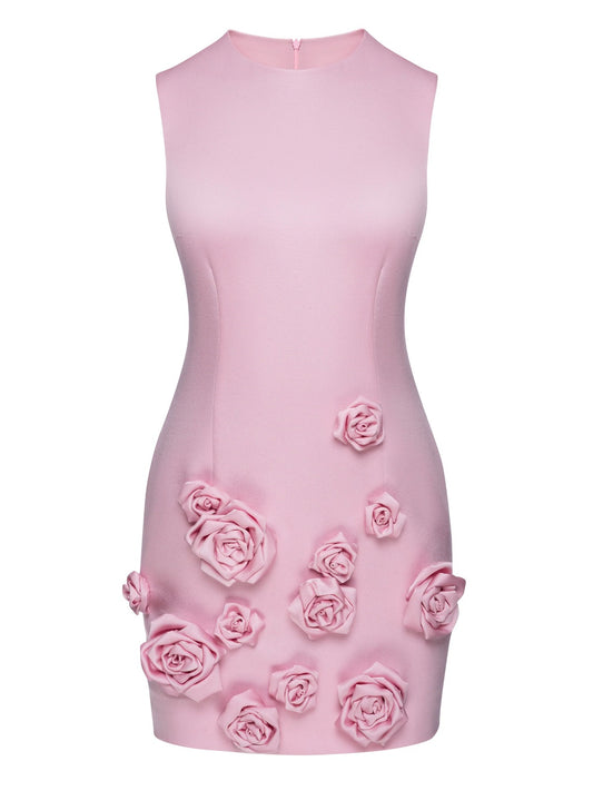 ROSE-APPLIQUÉ MINI DRESS