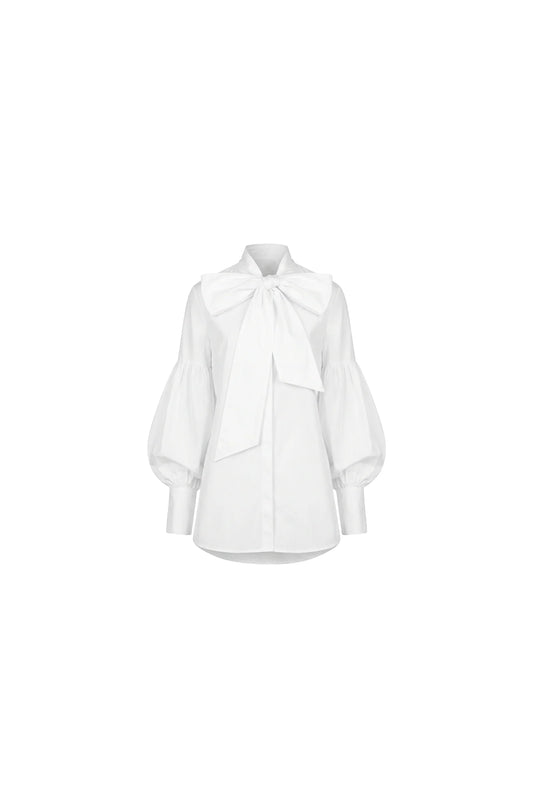 White ribbon shirt
